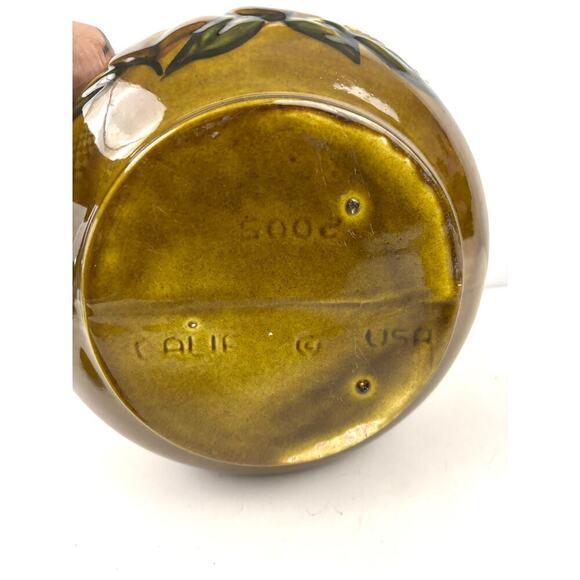 California Pottery Handled Tureen Ladle 2005 Mustard Yellow Embossed Fruit VTG - Picture 7 of 13